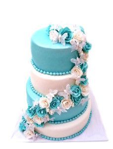 Tiffany blue 4 tier wedding cake